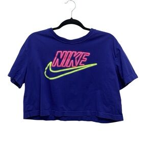 Nike Neon Logo Cropped Tee - Royal Purple